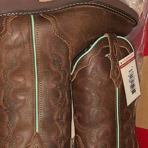 Brown Western Boots with Turquoise Accents